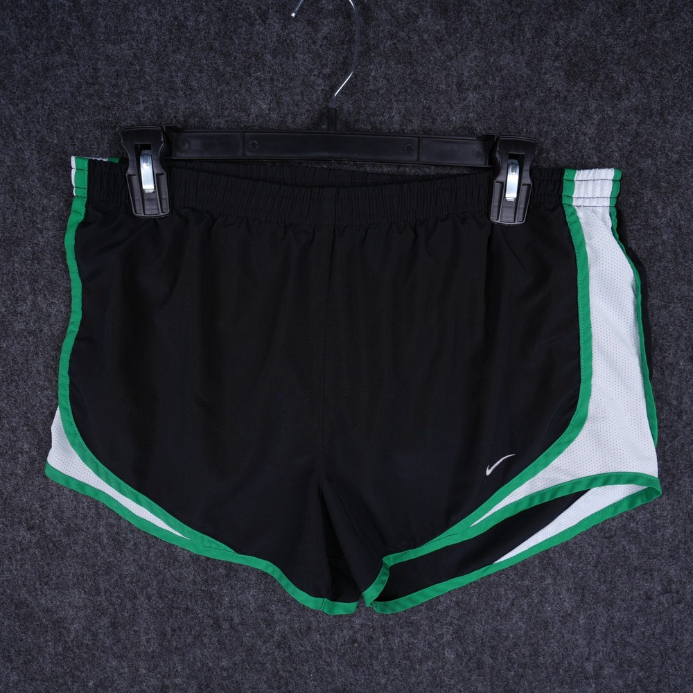 Vintage Nike Tempo Running Shorts Womens S Black Green Excellent Athletic
